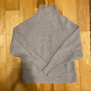 Express Light Gray Ribbed Mock Neck Sweater